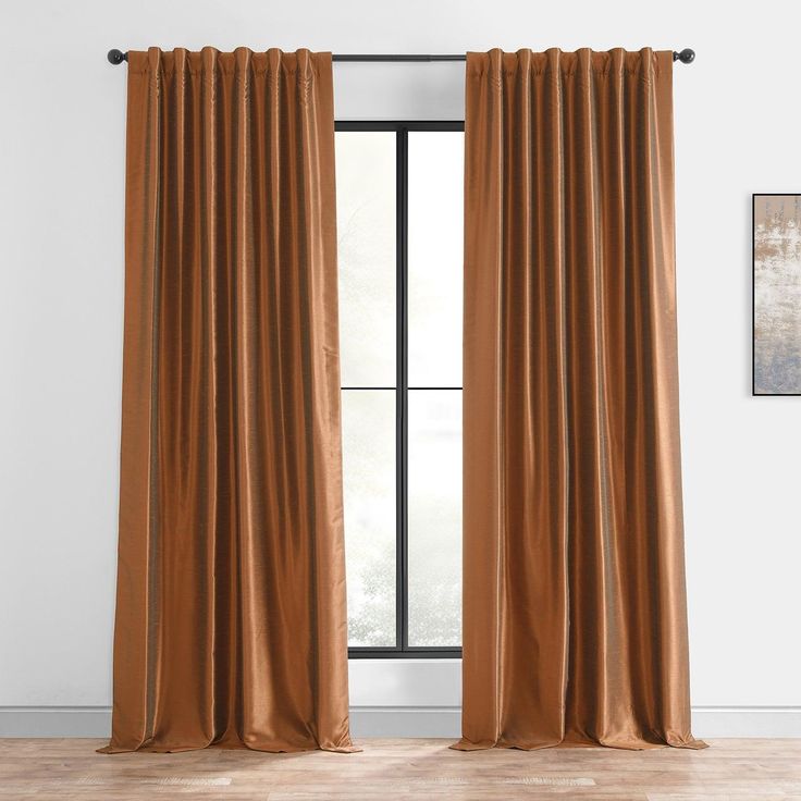 Copper Kettle Vintage Textured Faux Dupioni Silk Blackout Curtain 